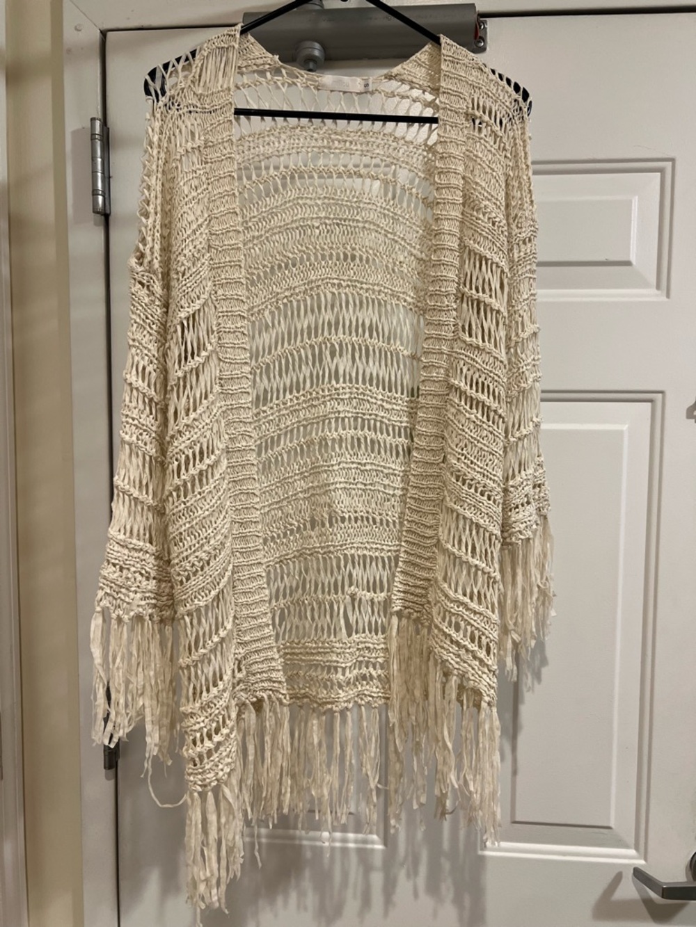 Millau Open Knit Fringe Cardigan - Cream